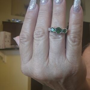 Ring green birthstone 925 stamp NEW size 7